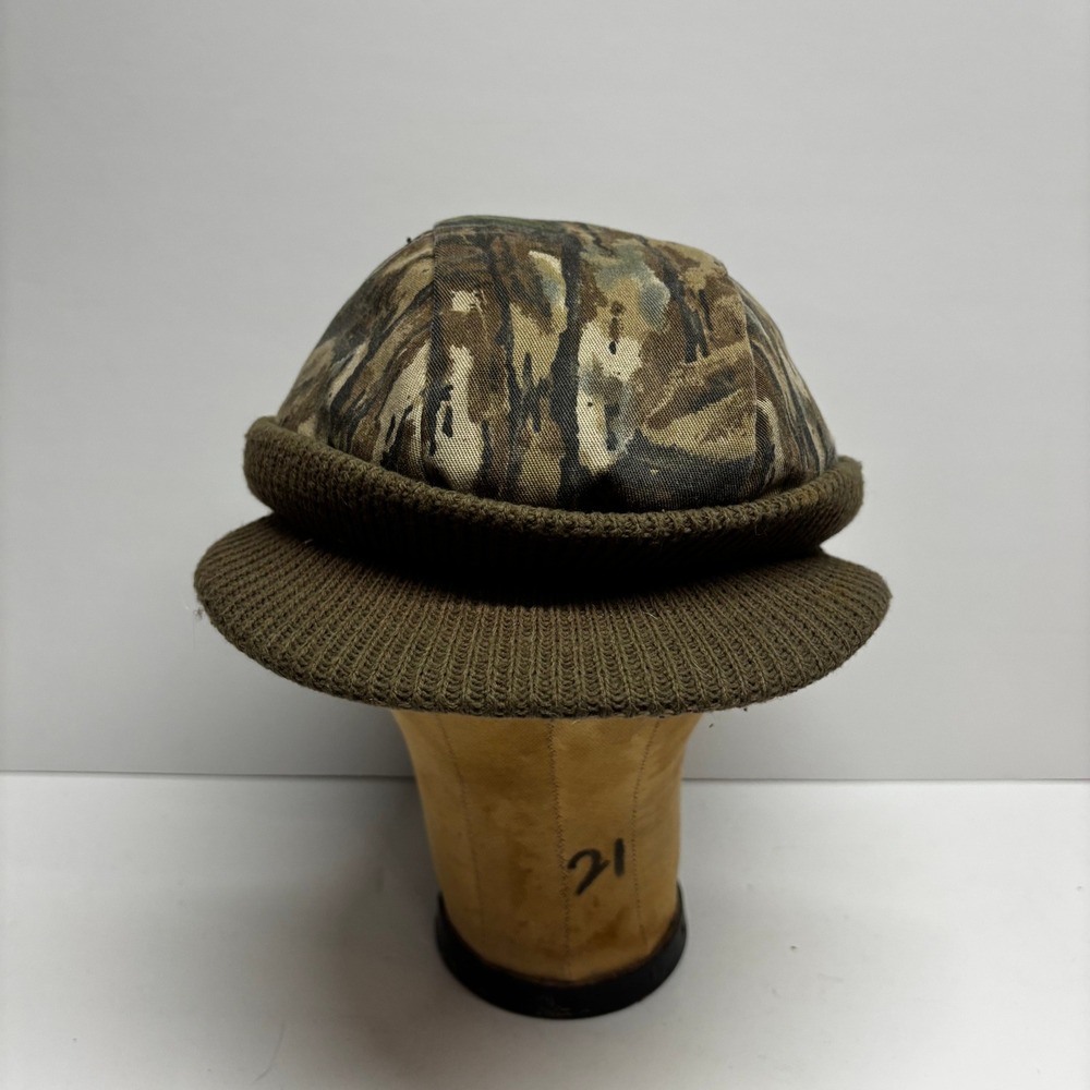 Vintage Bass Pro Shops Realtree Camo Hunting Cap Knit Ear Flap Made in USA Mens